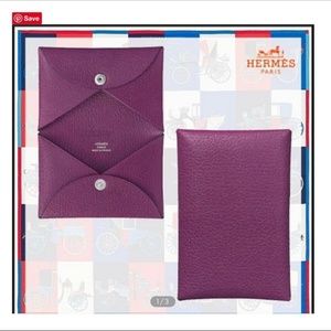 Authentic Hermes Calvi Card Holder, Anemone  New With Tags and Box.